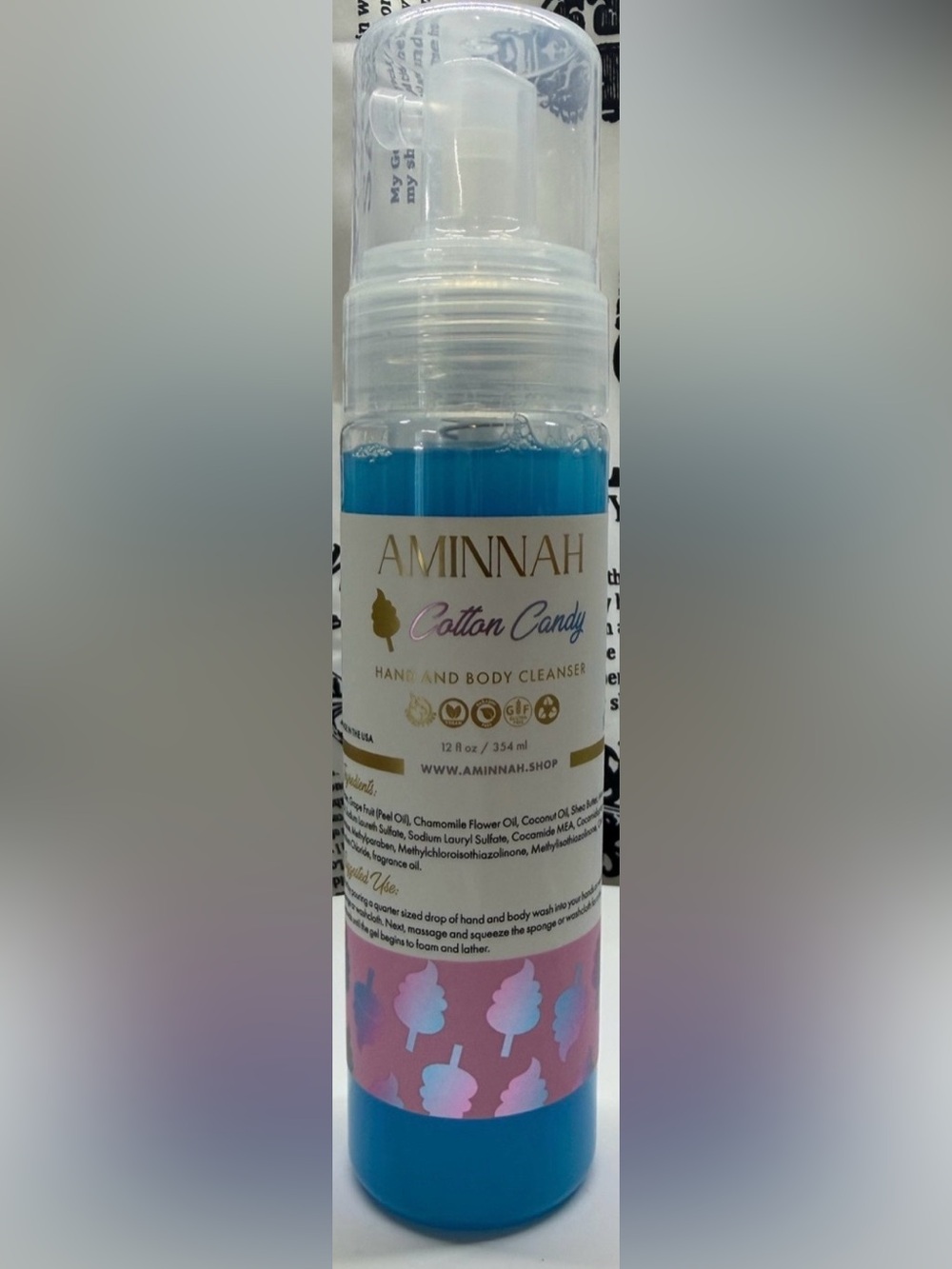 AMINNAH “Cotton Candy” Hand & Body Cleanser and 2 Lip Glosses NEW - Picture 3 of 8